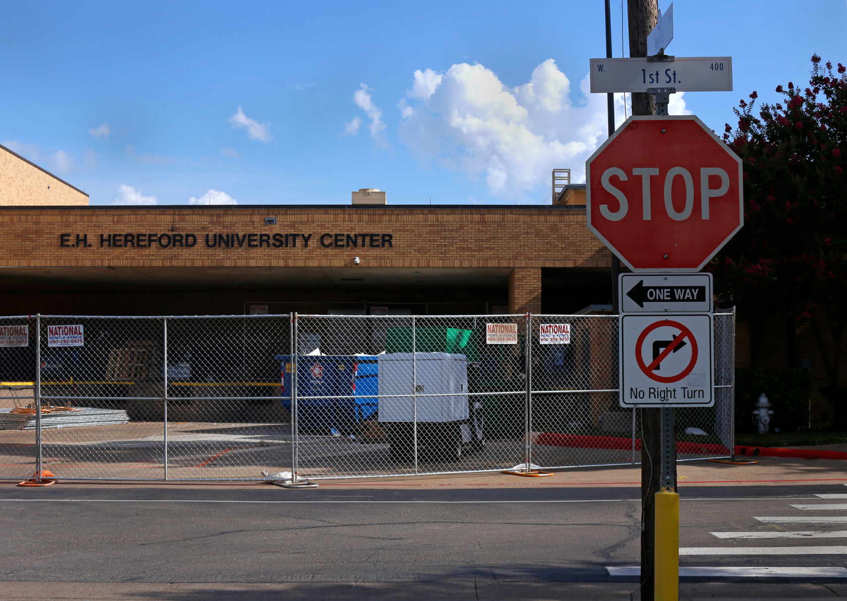 University Center renovations to block off a section of West First Street